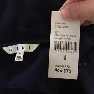 CABI Curvy PR Trouser -Midnight in Paris Size 8
